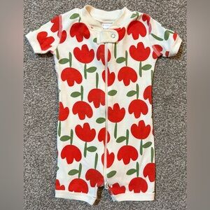 Hanna Andersson Red Tulip Zip Short-Sleeve One-Piece